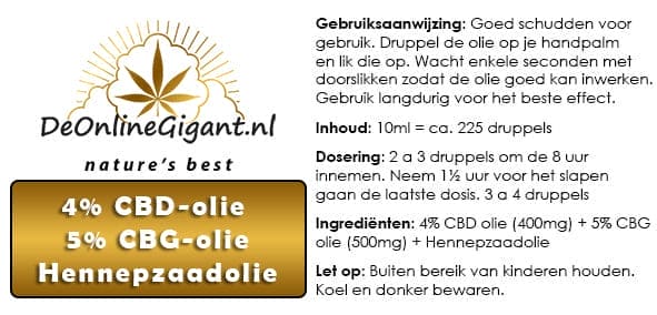 1 botella de aceite de CBD 4% / aceite CBG 5% +1 botella de aceite de CBD + 5%