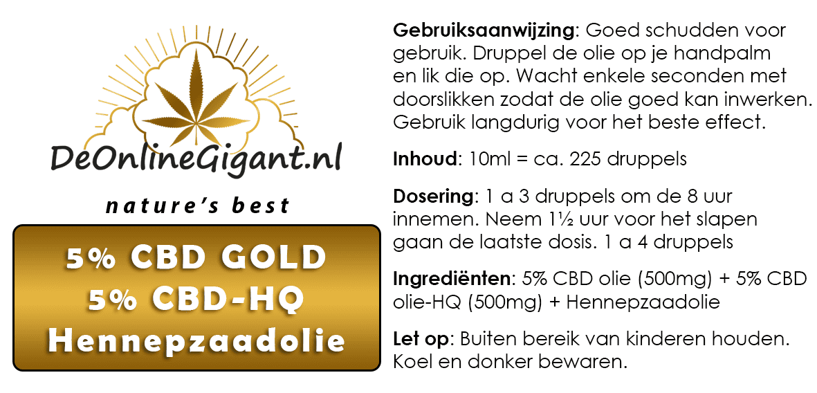 CBD 4% + CBG 5% + huile CBD + 5% spécial (spectre complet) (dilué avec de l'huile de graines de chanvre)