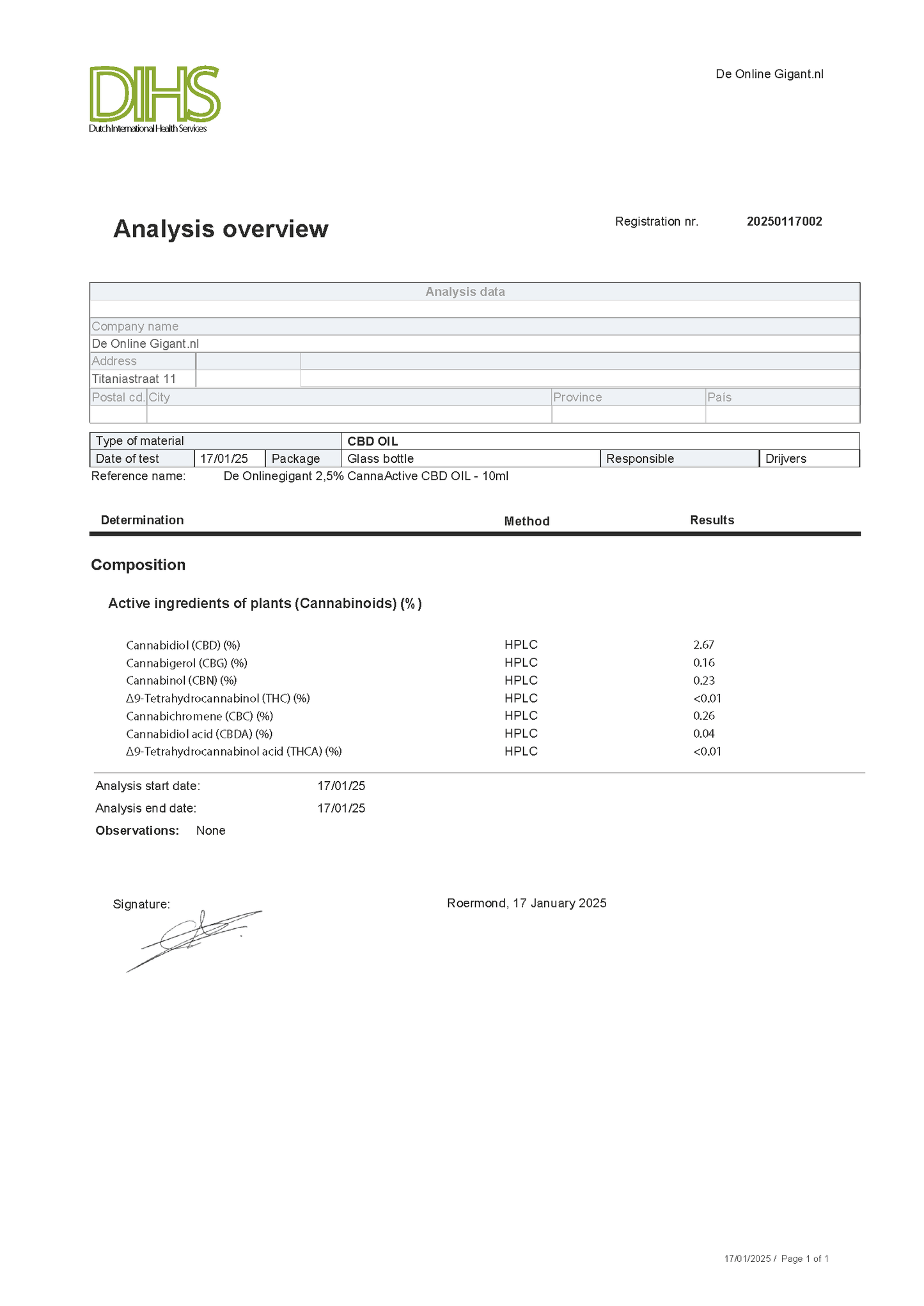 CannaActive Light 2,5% Full Spectrum CBD – Wateroplosbaar