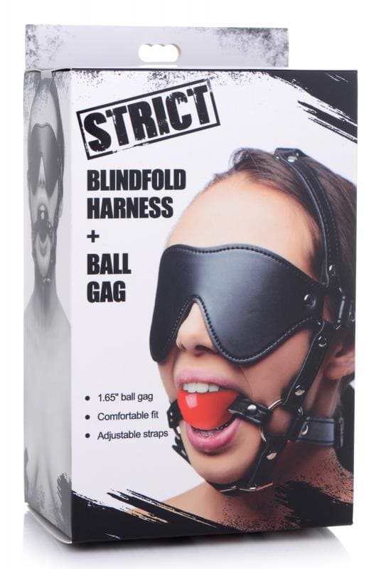 Kinky Adjustable Harness With Blindfold And Ballgag