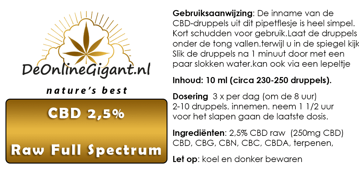 CBD 2.5% Spectrum completo crudo 10 ml o 30 ml