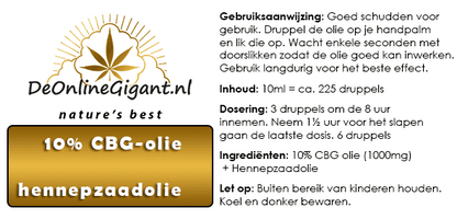 10% CBG olie full spectrum  verdund met hennepzaadolie