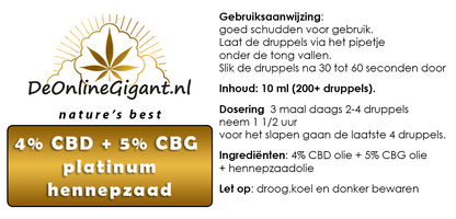 CBD tegen de overgang 4% CBD olie  + 5% CBG olie.