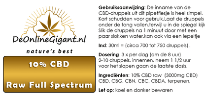 CBD 10% Spectre complet brut 10 ml et 30 ml