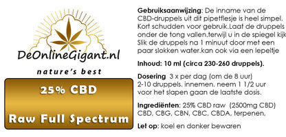 CBD-olie 25% Full Spectrum–2500 mg CBD ( 10ml & 30ml )
