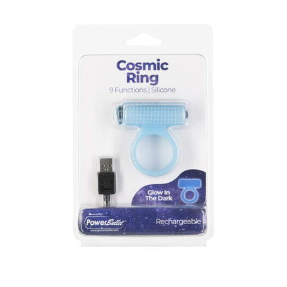 Cosmic Vibrating Cock Ring - Glow in the Dark Blue