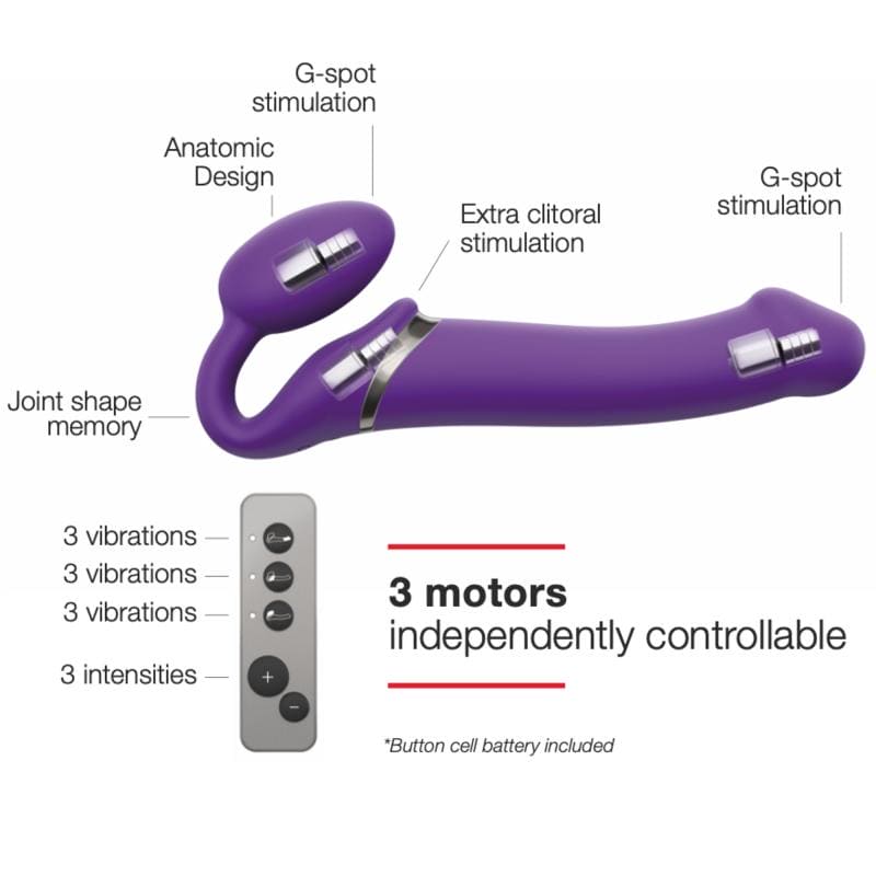 Strap On Me - Strapless Vibrerende Voorbind Dildo - Maat L - Paars