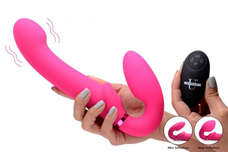 Consolador Vibrador Sin Tirantes G-Pulse con Control Remoto - Rosa