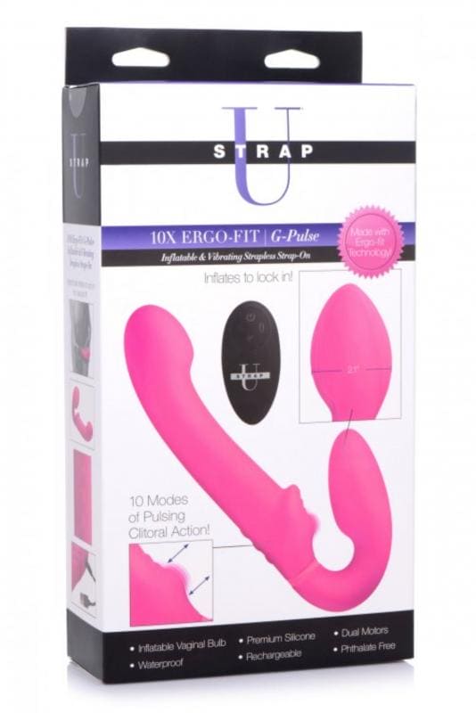 Consolador Vibrador Sin Tirantes G-Pulse con Control Remoto - Rosa