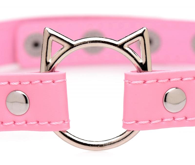 Kinky Kitty Ring Slim Choker - Roze