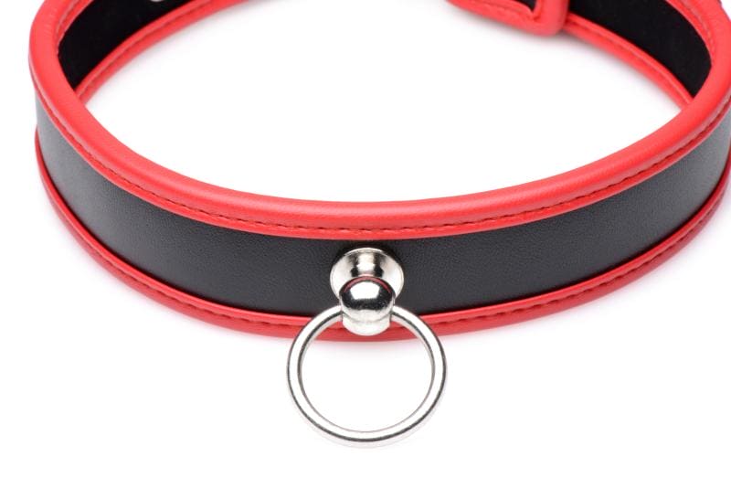 Opvallende Collar Met O-ring - Zwart/Rood