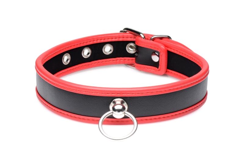 Opvallende Collar Met O-ring - Zwart/Rood