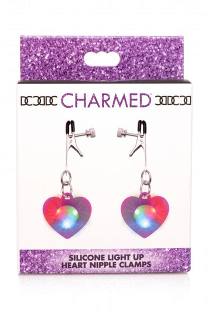 Charmed - Heart Verstelbare Tepelklemmen Met LED Verlichting