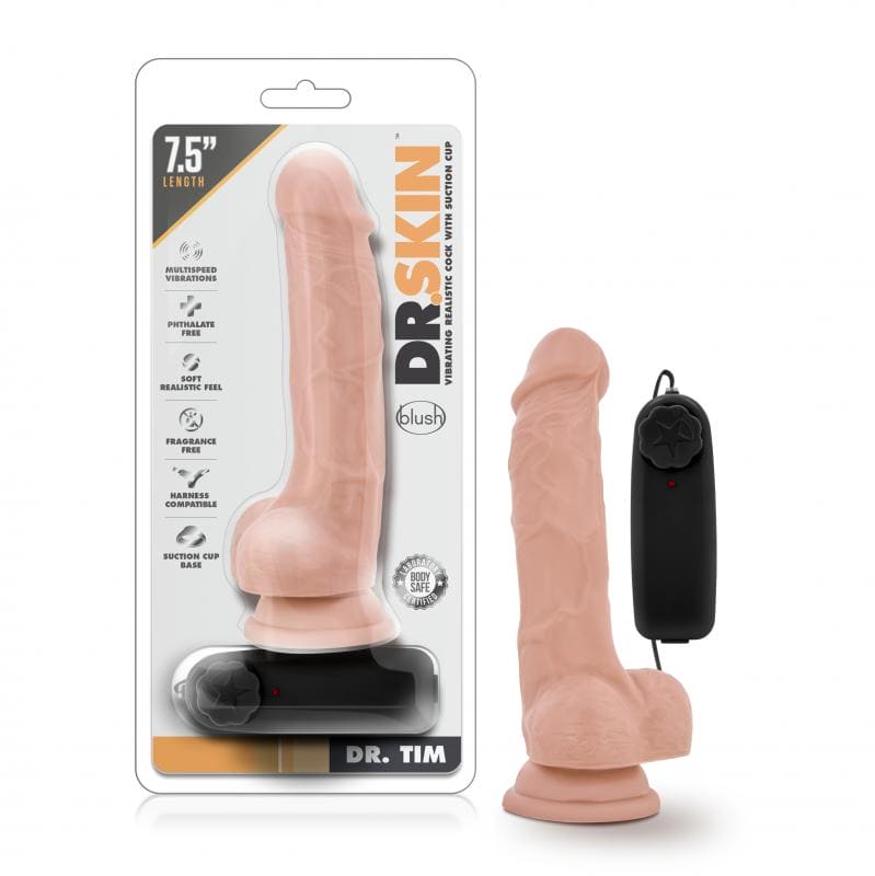 Dr. Skin - Dr. Tim Vibrator With Suction Cup 19 cm - Vanilla