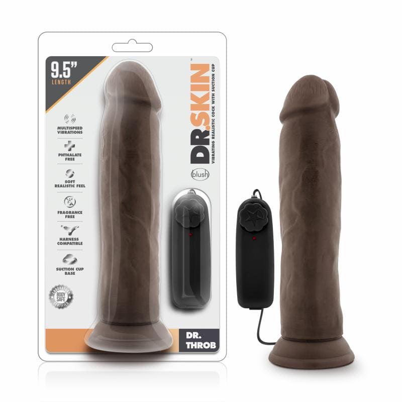 Dr. Skin - Dr. Throb Vibrator Met Zuignap 24 cm - Chocolate