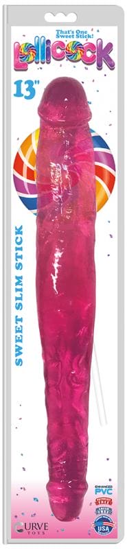 Lollicock - Sweet Slim Stick Double Dildo - Cherry Ice - 33 cm