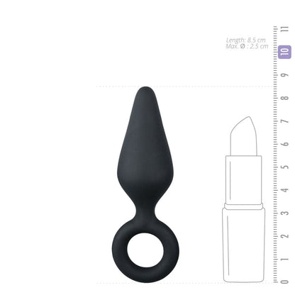 Zwarte buttplug met trekring - small