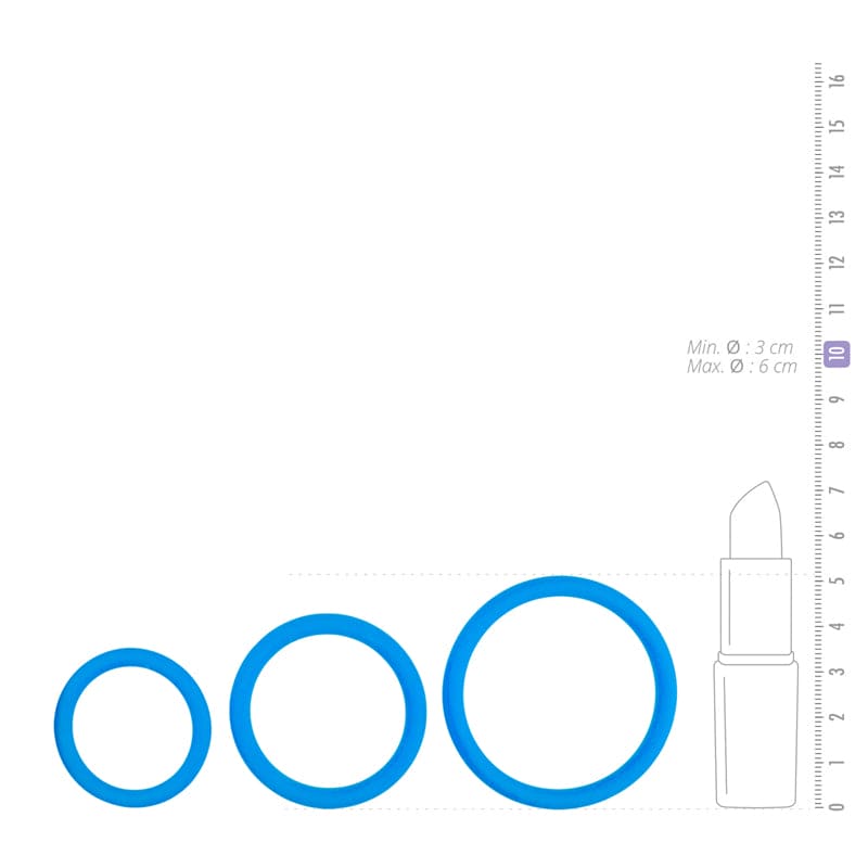 Ensemble d'anneaux péniens - trois tailles - bleu